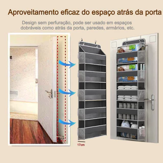 Organizador De Armazenamento Suspenso Grande 5 Prateleiras Bolsa Organizadora Multiuso Para Sobre Porta Dobrável em Oferta na Shopee