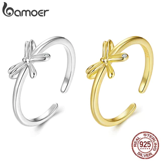 Bamoer 925 Prata Esterlina Anel Aberto Bowknot Moda Jóias Presentes Para Mulheres em Oferta na Shopee