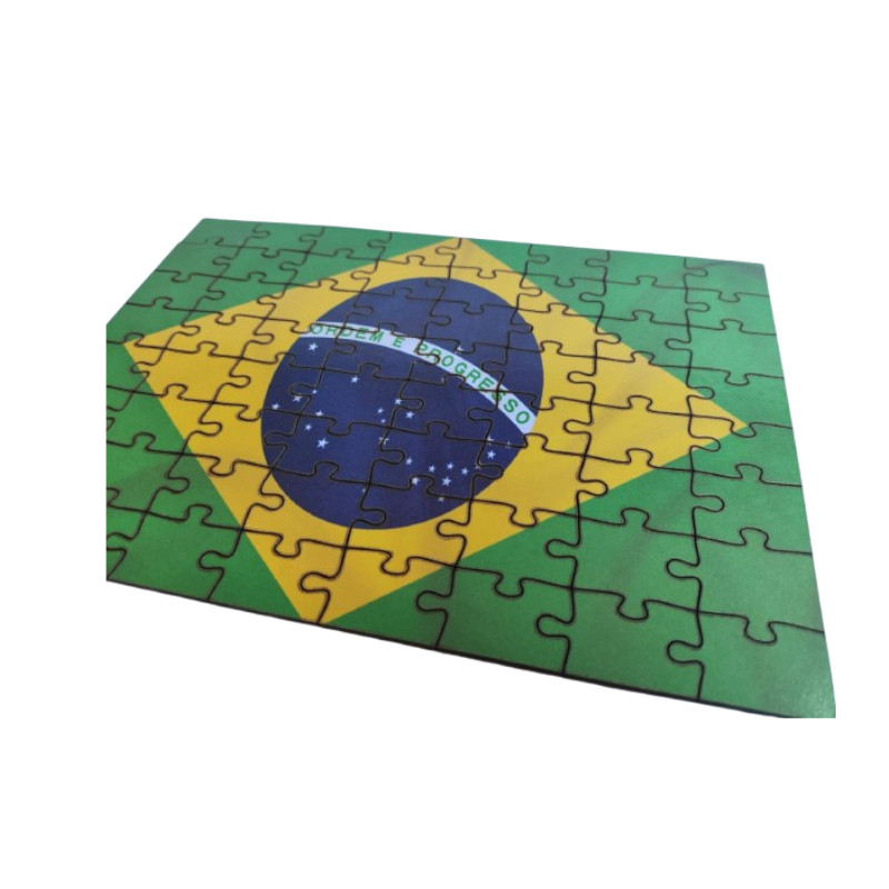 Quebra-Cabeça Jogo Infantil Bandeira do Brasil 64 Peças MDF 18x26 ...