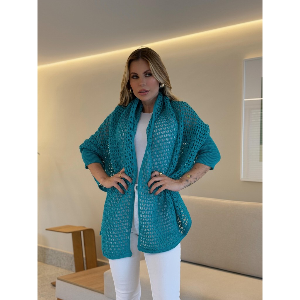 Casaco Kimono Capa Tricô Feminino com Punho Canelado | Shopee Brasil