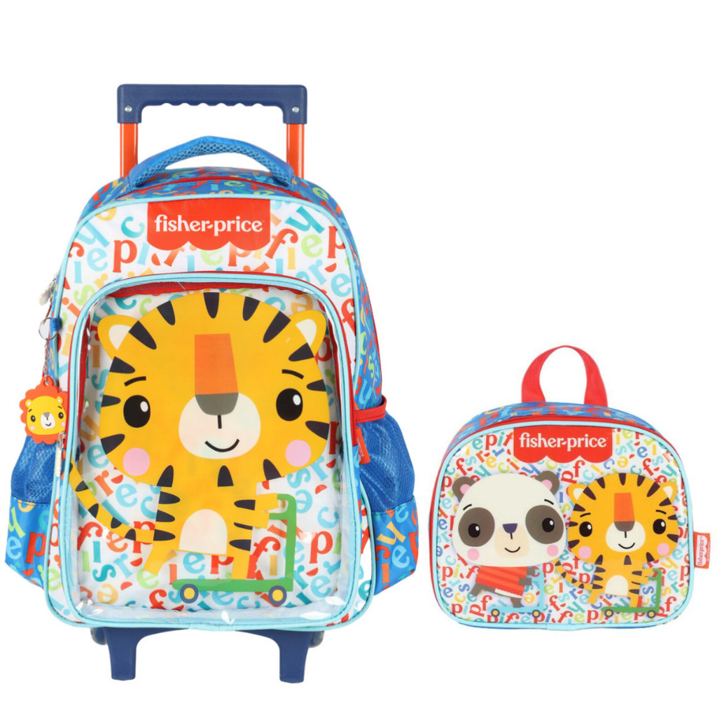 Kit Mochila Escolar Rodinha Lancheira Fisher Price Original Premium ...