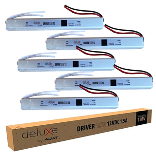Kit 5 Fonte Slim Driver 12V 1,5A 18W Bivolt 127v 220v Para Perfil Fita De Led Avant em Oferta na Shopee