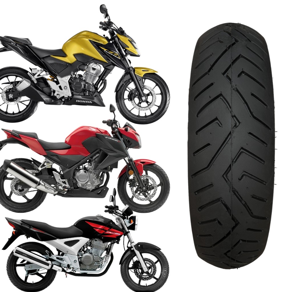 Pneu Traseiro 130/70 Aro 17 Cb300 Moto Fazer 250 Black Tyres | Shopee ...