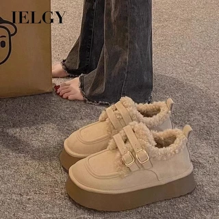 IELGY Plataforma Botas De Neve Femininas Inverno Lã Maillard Sapatos De Algodão 2025 Novo Slip-On Retro Birkenstocks