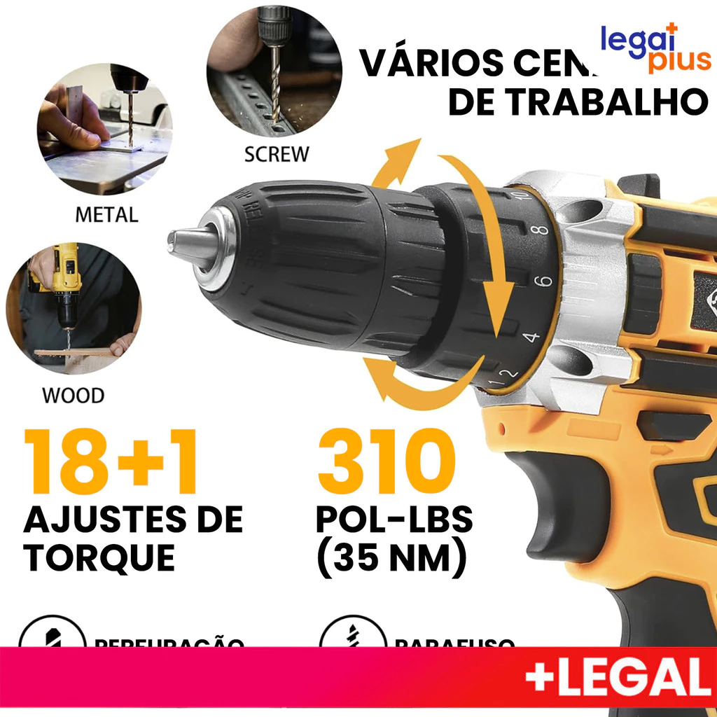 Parafusadeira de alta potência 26V/48V, caixa de armazenamento e mais de 30 acessórios (uso profissional) - Imagem 3
