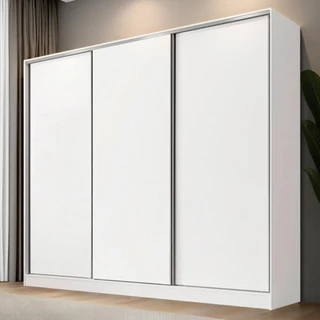 Guarda-Roupa Casal 100% MDF Madesa Nantes 3 Portas de Correr Branco em Oferta na Shopee