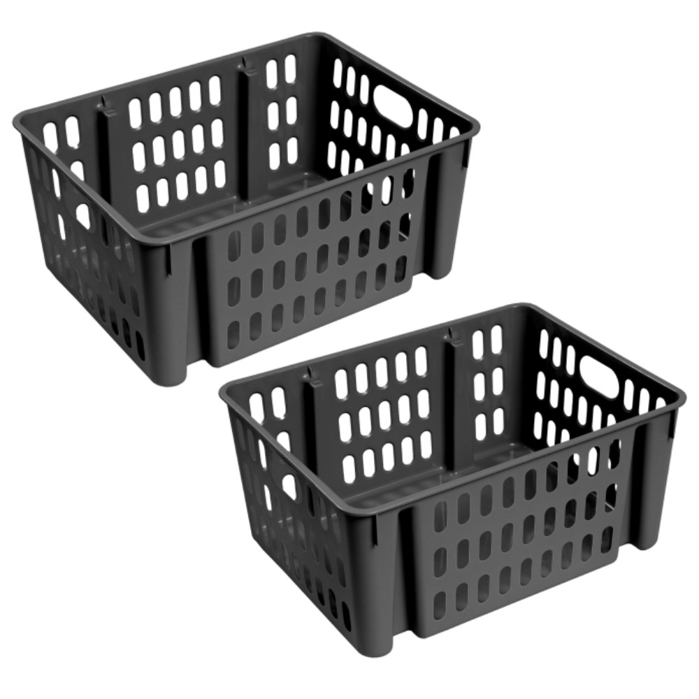 KIT 2 CESTO ORGANIZADOR 7,4L EMPILHAVEL ELLOPLAS 31X22X13CM