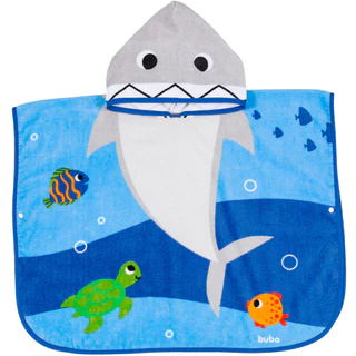 Toalha Infantil Poncho Tubarão 17068 - Buba