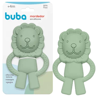 Mordedor Em Silicone Leãozinho Verde Maciez Perfeita - Buba