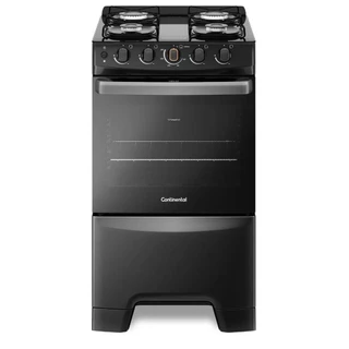Fogão 4 Bocas Continental Preto Automático com TOPLimpaFácil e Mesa de Vidro (FC4FP) em Oferta na Shopee
