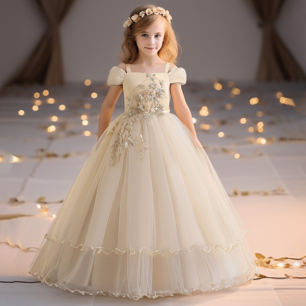 Foto de Vestido Florista IGirlDress Com Renda E Pérolas - Tamanho 4-14