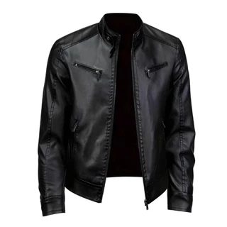 Jaqueta De Couro Masculino Inverno Slim Motoqueiro Clássica Resistente