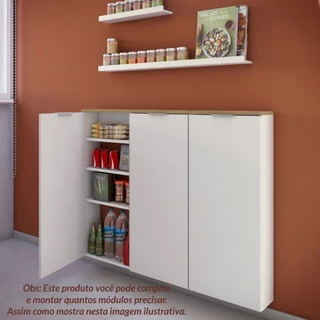 Armario Despensa Suspenso Compacto p/ Cozinha Branco/Freijo Projemob em Oferta na Shopee