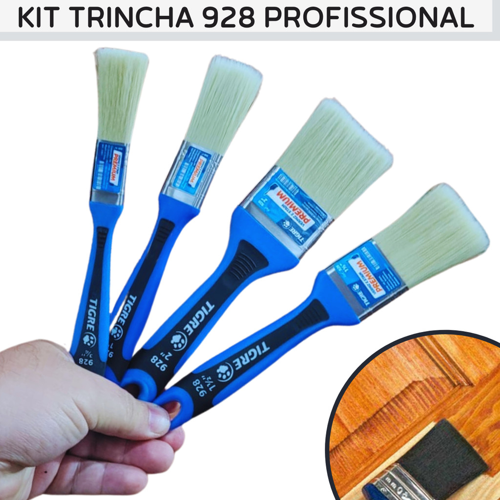 Kit Trincha Pincel Para Verniz Esmaltes ou Tinta Óleo Kit 4 Tamanhos ...