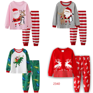 Natal Crianças Meninos Meninas Manga Longa 2 Pçs Pijamas Conjunto Casual Dos Desenhos Animados Papai Noel Homewear em Oferta na Shopee
