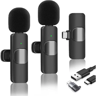 Microfone de Lapela Sem Fio K9 Vlog Compatível Tipo C e iPhone Bateria de Longa Duração