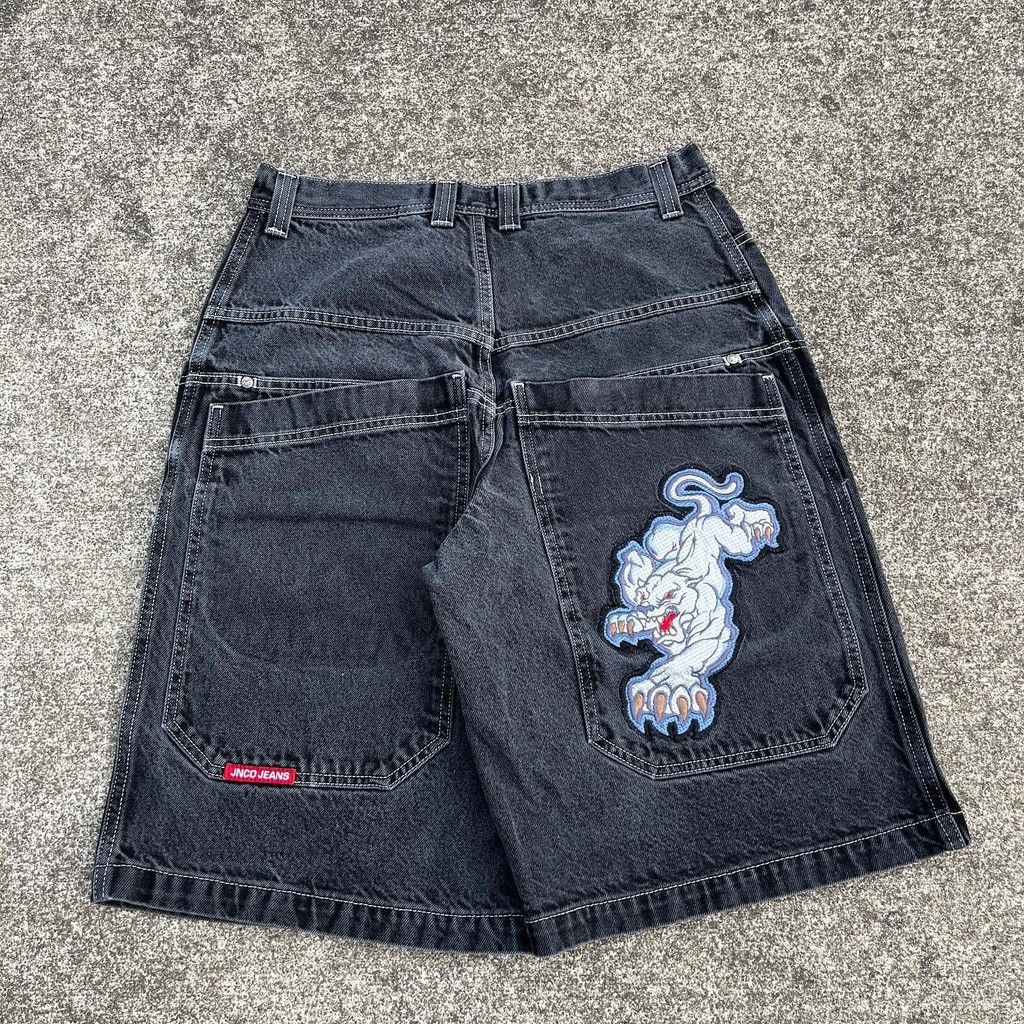 Chinês Loong Hip Hop Denim Shorts 2000s Estilo Jeans Retro