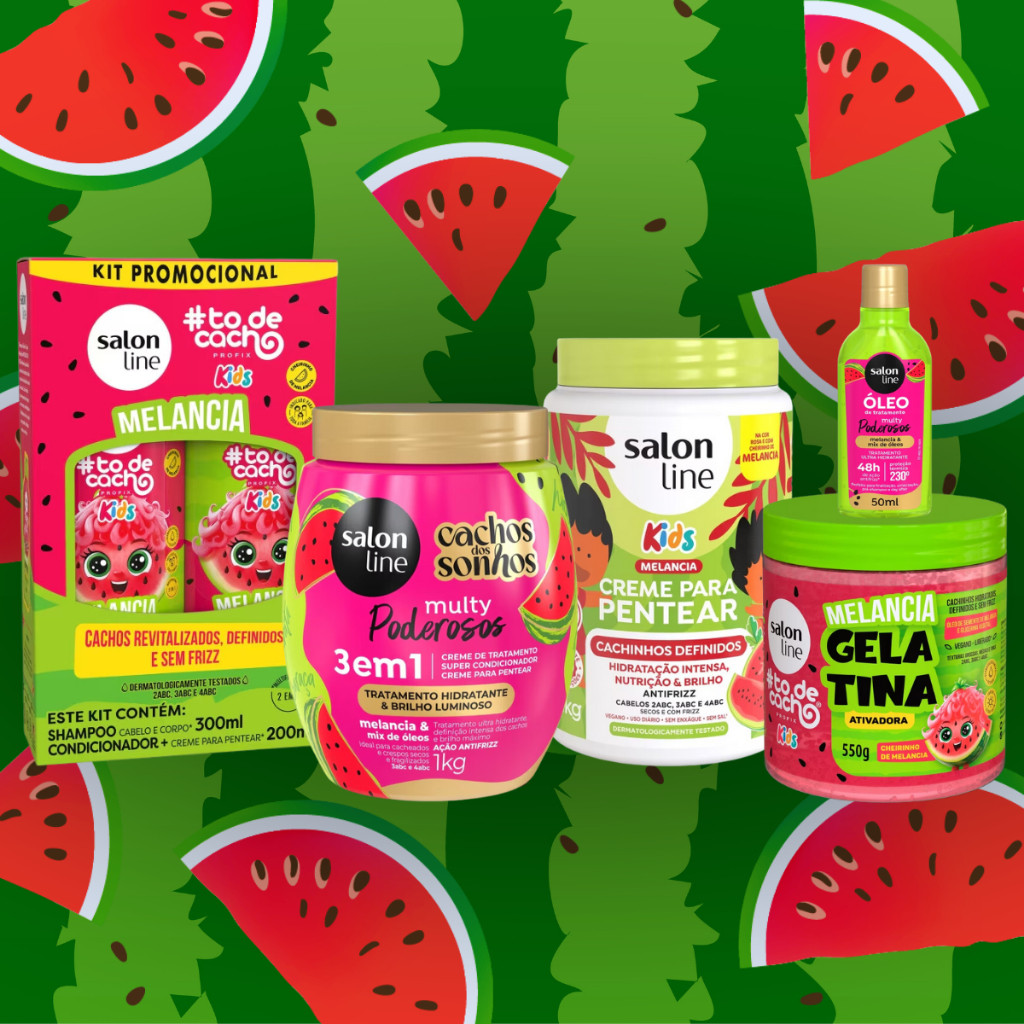 Kit Salon Line Kids Melancia Shampoo e Condicionador + Creme Pentear ...