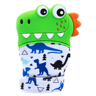 Massageador De Gengiva Borracha Luvinha Dinossauro Verde Bebe Castela