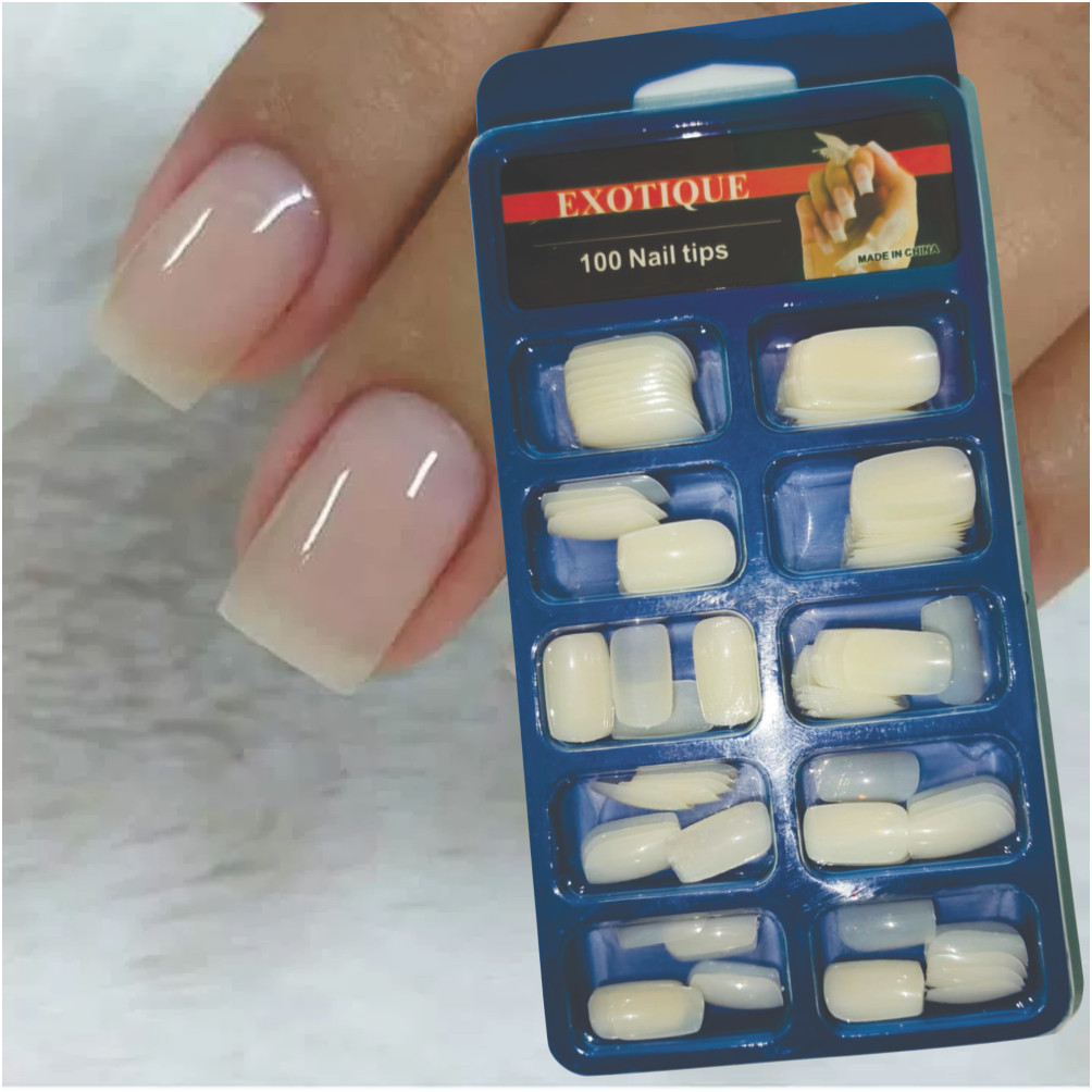 Kit c/ 100 Unhas Tipo postiça Realista Francesinha Natural REALISTA ...