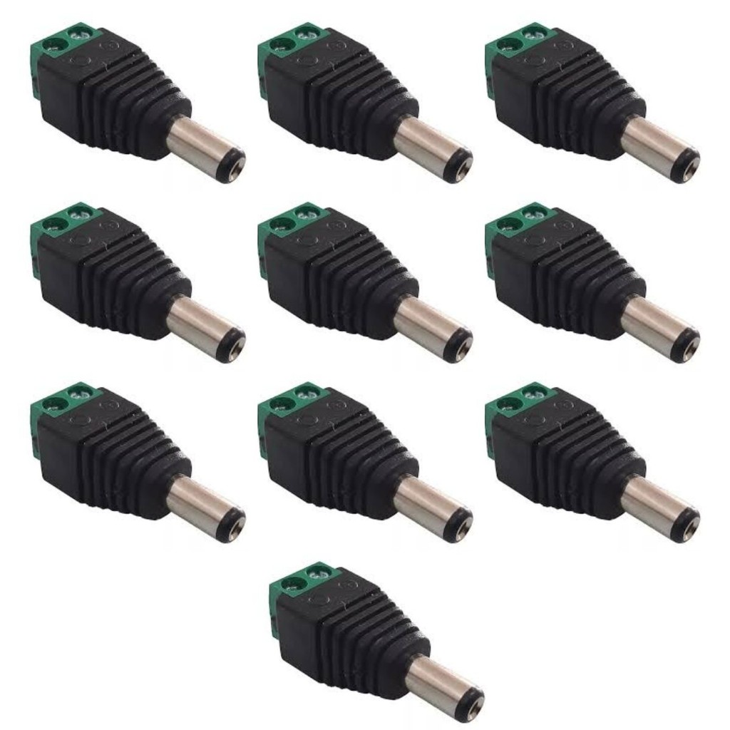 Kit 10 Conector Plug P4 Macho Femea Com Borne Cftv Camera | Shopee Brasil