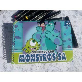 Caderno de Pintura Monstros S.A. A5 Capa Dura Espiral Infantil Criativo Educativo Para Colorir em Oferta na Shopee