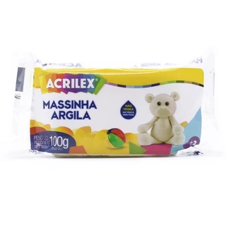 Massinha Argila Natural Acrilex 100g em Oferta na Shopee