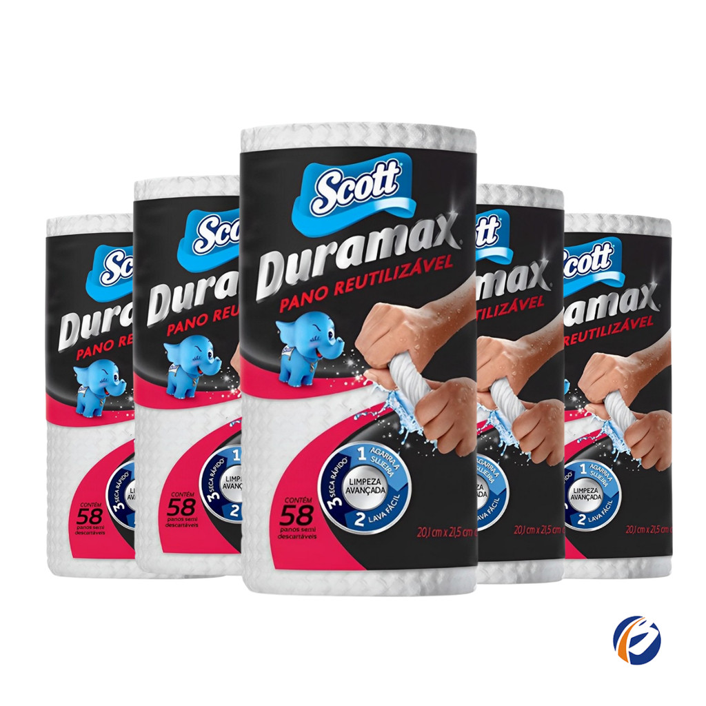 Kit com 5 Panos Duramax Scott Branco - Multiuso Reutilizável | Shopee ...