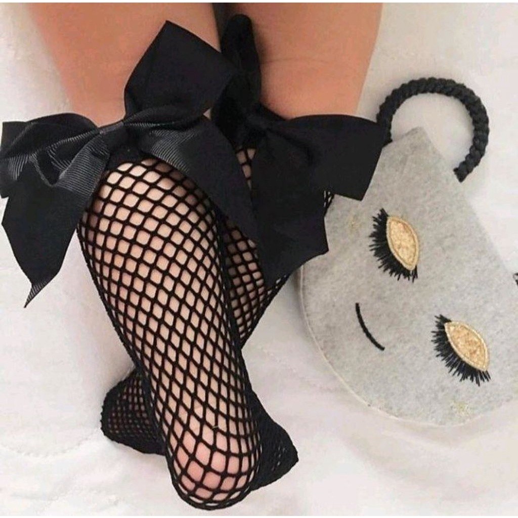 Meia Arrastão 3/4 Laço Infantil