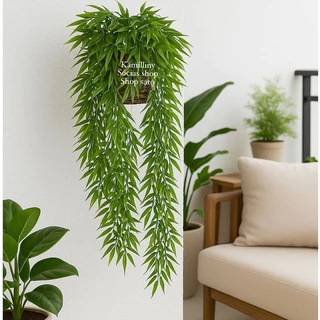 Bambu Da sorte pendente Completo Com Vaso De Vime Arranjo decorativo De parede Enfeite