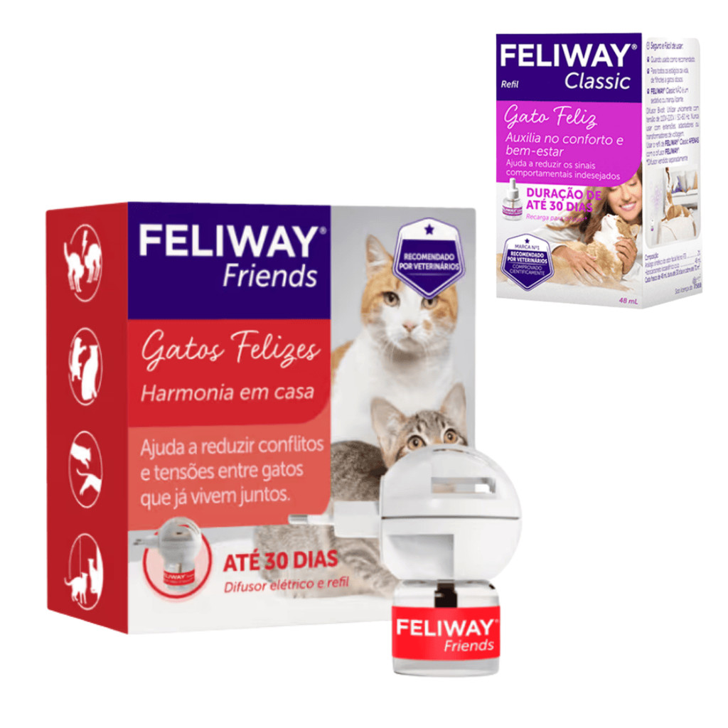Feliway Friends Kit Difusor e Refil + 1 Refil Classic 48 ml - Gatos ...