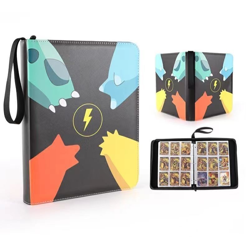 3x3900/400pcs Pokémon Anime Game Binder Card Holder Com Zíper PU Couro Álbum Livro Capacidade EX GX Pasta Coleci