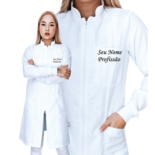 Jaleco Personalizado Feminino Ziper, bordamos seu Nome e Profissão ...