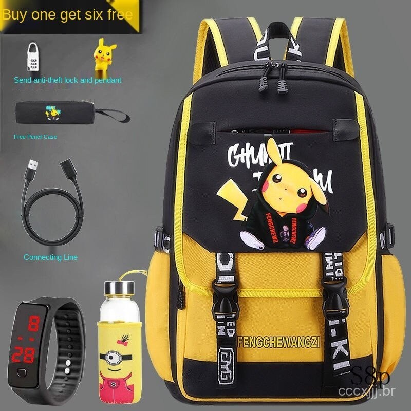 Backpack Black Mochila Sprayground Pikachu On The Run Roja Para