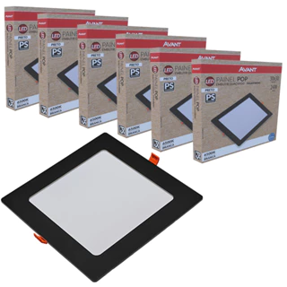 Kit 6 Painel Plafon Pop Quadrado Embutir Luz Branco Frio 6500K Bivolt 24w Avant