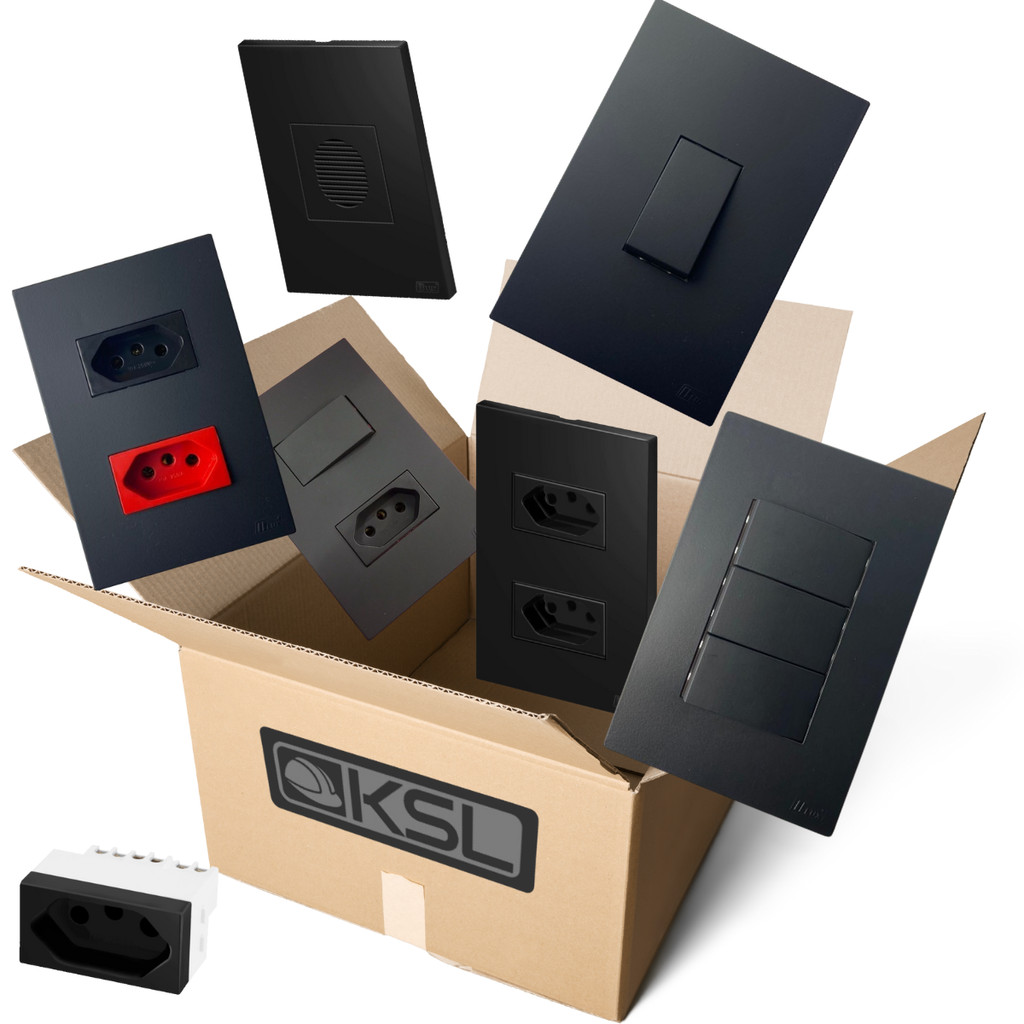 Kit 61 Pçs Módulos de tomada 10A e Interruptores + Espelhos 4x2 4x4 ...