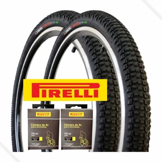 Par de Pneus Aro 29x2.10 Bike Parrudo Fox Cinborg + 2 Camara de Ar 29 Bico Fino Presta Pirelli