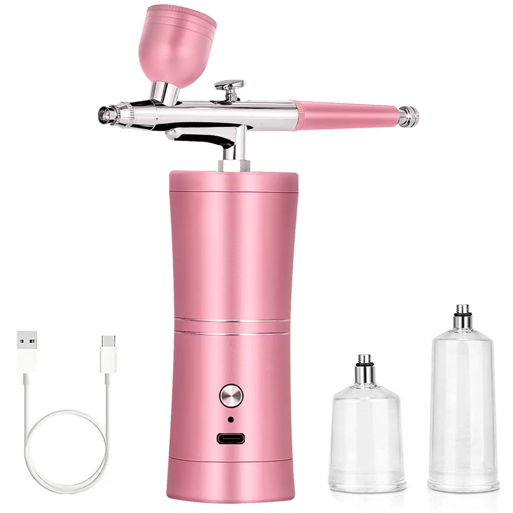 Aerógrafo para Pintura Maquiagem Compressor Bateria USB Rosa
