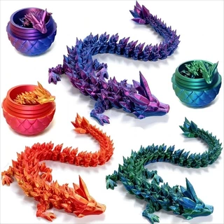 3D Impresso Dragão Ovo Presente Conjunto Pedra Preciosa Ornamento Completo Articulado Cristal Estátua Colecionável Para 