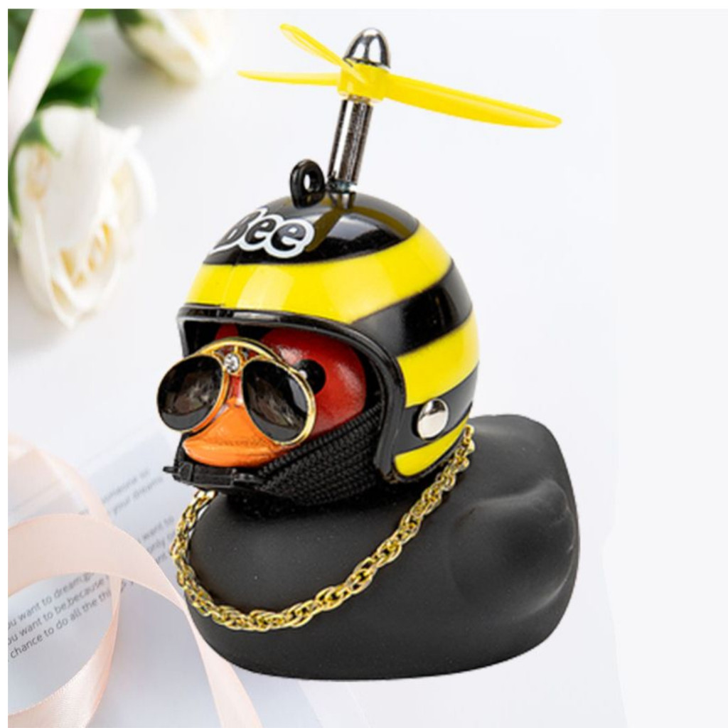 Pato Patinho de Borracha Preto com Capacete Decoração de Moto Bike ...
