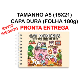 Livro de Colorir CAT MOMENTS Papel 180g 43 Folhas wire-o elástico capa normal ou holográfica pintar bob good color em Oferta na Shopee