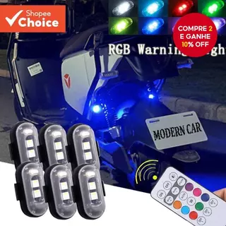 6 Pçs Sem Fio USB Recarregável Controle Remoto LED Anti-Colisão Luz De Advertência De Segurança Para Motocicleta Strobe em Oferta na Shopee