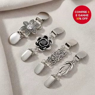 Clipes de xale vintage, botões estilosos para cardigã, pino de colarinho universal de metal feminino, broche em Oferta na Shopee