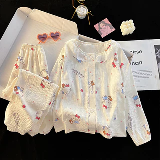 Nuvem algodão de manga comprida médio grande crianças outono inverno meninas terno meninas pijamas crianças Cardigan ren em Oferta na Shopee