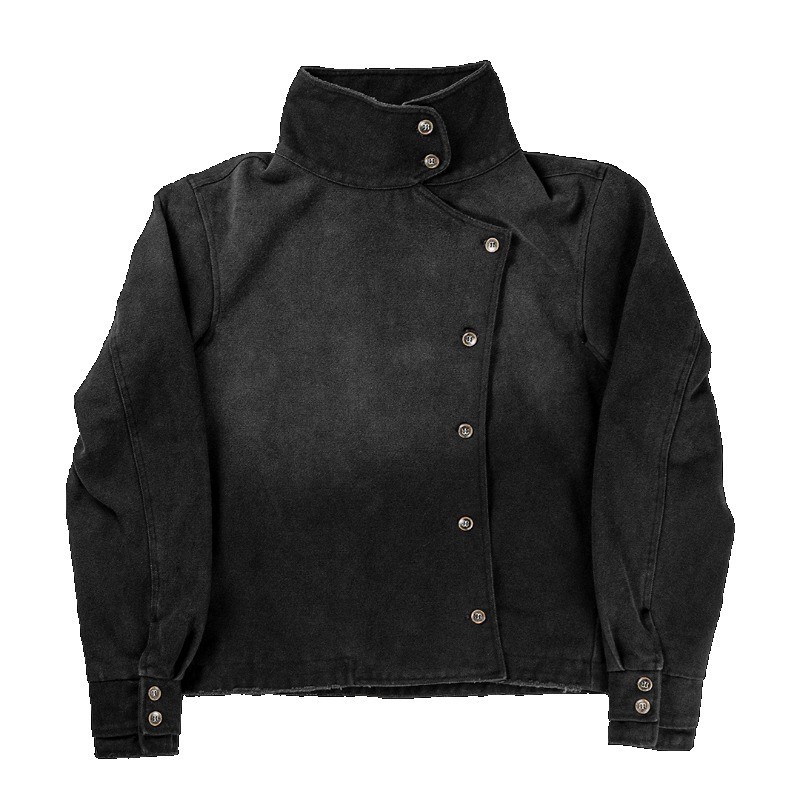 American Retro Y2k Millennium Fur Collar Zipper Jaqueta Com Capuz