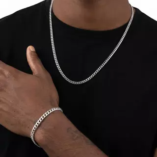 Colar e Pulseira de Corrente em Aço Inoxidável Resistente