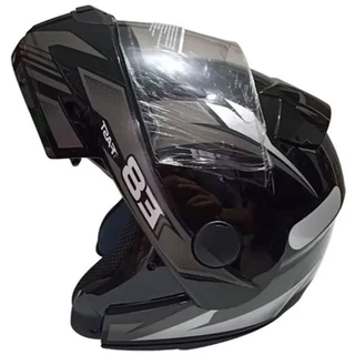Capacete Articulado EBF Fast E08 Robocop - Preto com Prata | Tamanhos 58, 60 e 61
