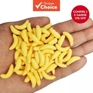 Isca De Pesca 100 Pacote Realista Minhoca Larva Larvas Silicone Macio Artificial Para Peixe-Gato Truta Sunfish em Oferta na Shopee