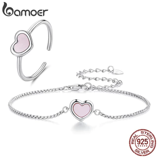 Conjunto De Joias De Prata Esterlina 925 Bamoer Em Forma De Coração Com Design De Madrepérola Presente Para Mulheres em Oferta na Shopee