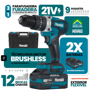 【Hanabi】Parafusadeira Furadeira de Impacto Brushless 80NM Hanabi sem Fio com 21VProfissional